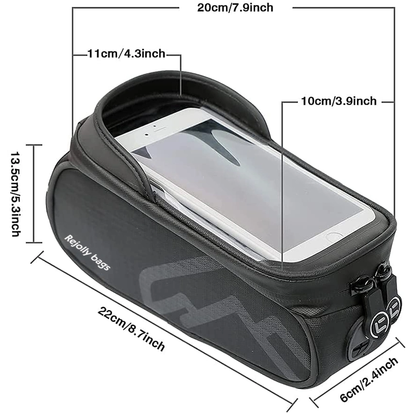 Waterproof Bicycle Mobile Phone Case with TPU Touch Screen for Smartphones Under Bike Frame Bag