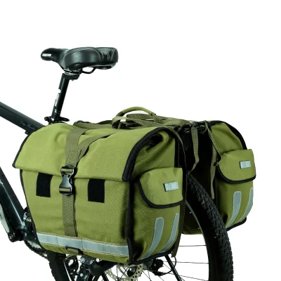 Bolsa para bicicleta Alforjas para bicicleta Resistente al agua Portaequipajes de gran capacidad Paquete de portaequipajes para asiento trasero - Funda para lluvia incluida