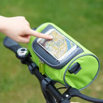 Bolsa de bicicleta Ciclismo Cilíndrico Portátil Bicicleta Bicicleta Bolsa de manillar delantero con bolsa transparente para montar y más actividades al aire libre Wbb10163