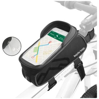 Caja impermeable para teléfono móvil de bicicleta con pantalla táctil de TPU para teléfonos inteligentes debajo de la bolsa del marco de la bicicleta