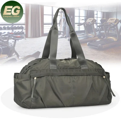 Sh1743 Venta al por mayor Mujeres impermeables Al aire libre Nylon Cuero genuino Bolsas de viaje Duffle Bolsas Hombres Damas de lujo Negro Viajar Logotipo personalizado Yoga Gimnasio Bolsa