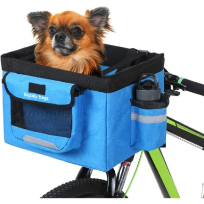 Cesta de bicicleta Plegable Pet Cat Dog Carrier Frontal Extraíble Manillar de bicicleta Liberación rápida Fácil de instalar Bolsa de ciclismo desmontable Mountain Picnic Shopping