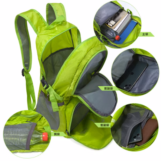 Mochila de bicicleta deportiva de viaje personalizada, mochila de senderismo plegable, bolsa de ciclismo